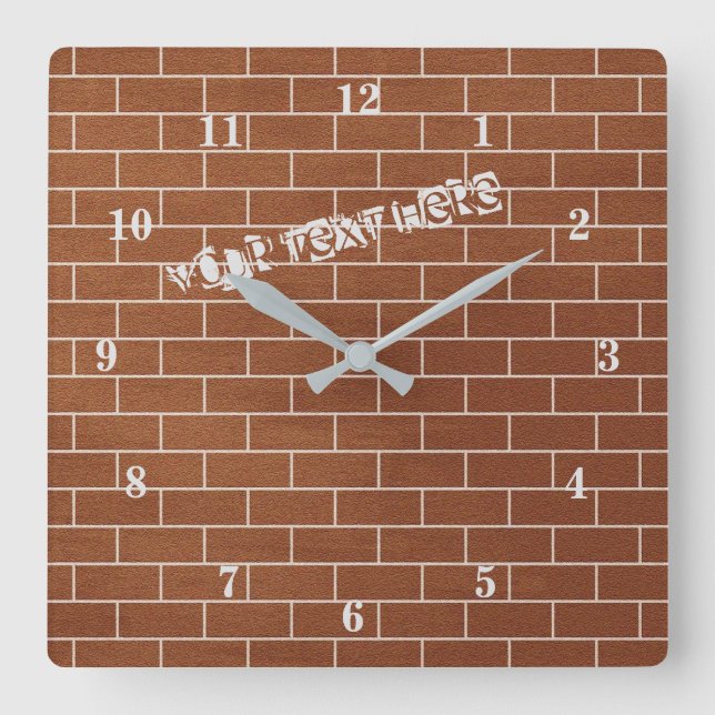 Personalized Custom Text Clock with Brick Wall (Front)