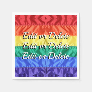 Personalized Custom Text Gay Pride Rainbow Stripes Napkin