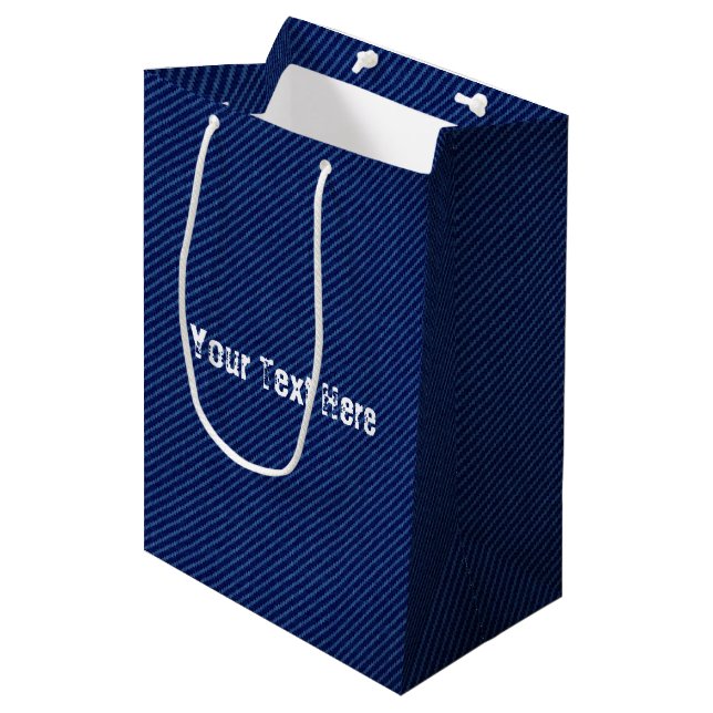 Personalized Custom Text Gift Bag Faux Blue Denim (Front Angled)