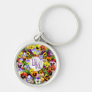 Personalized Custom Text Pansy  Keychain