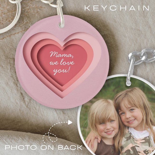 Personalized Custom Text Photo Heart Keychain (Creator Uploaded)