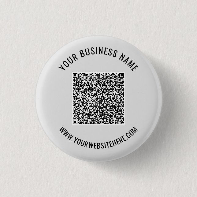 Personalized Custom Text QR Code Button Example (Front)