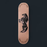 Personalized Custom Text Skateboard with Horse<br><div class="desc">Custom Colours and Text - Skateboard with Upright Black Wild Horse - MIGNED Painting Design - Add Your Unique Text - Name - Choose / add your favourite text and background colours / fonts / size - Resize and move or remove elements with customization tool. Please see my other projects...</div>