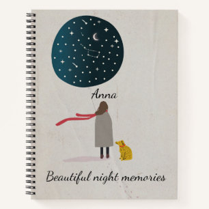 Personalized Custom text watercolor grey cute chic Notebook