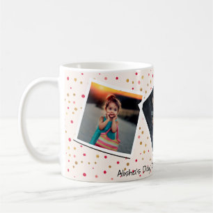 Personalized Custom Text with 3 Photo Collage Pink Coffee Mug