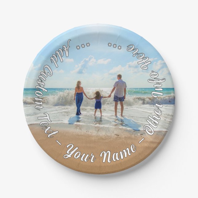 Personalized Custom Text Your Photo Paper Plates (Front)