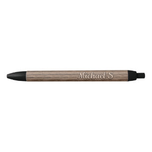 Personalized Custom Vintage Woodgrain Look Pattern Black Ink Pen