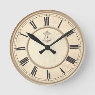 Personalized Custom Vintage Your Own Photo & Text Round Clock