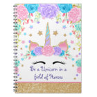 Personalized Custom Watercolor Floral Unicorn