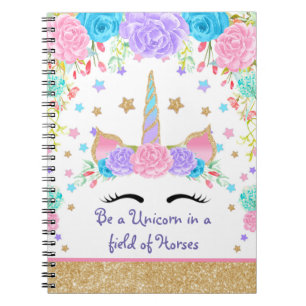 Personalized Custom Watercolor Floral Unicorn Notebook