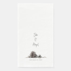 Personalized Custom Watercolor Neutral Pine Cone Napkin