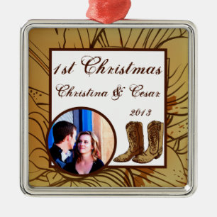 Personalized Custom Western Cowgirl Hat/Boots Brow Metal Ornament