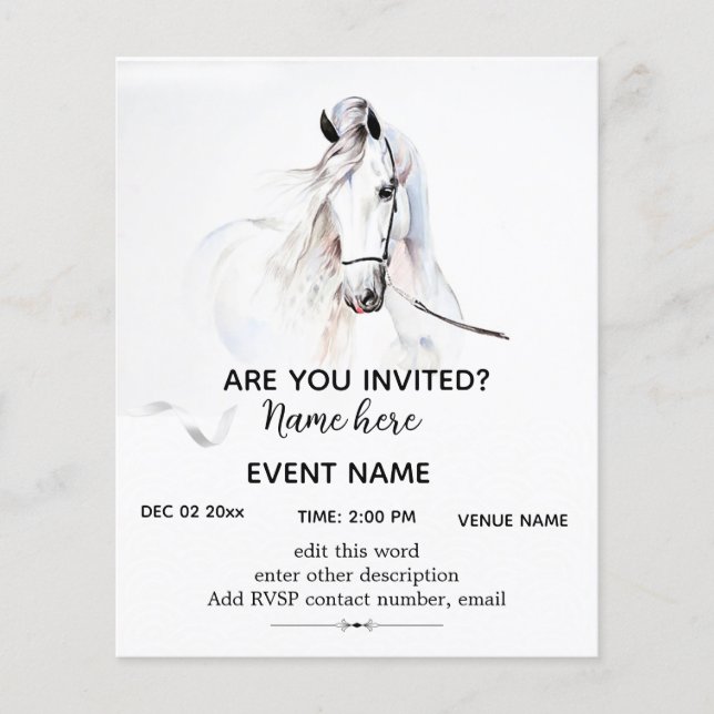 Personalized Custom White Horse Flyer (Front)