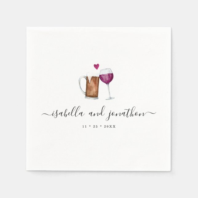Personalized Custom Wine & Beer Themed Napkins (Front)