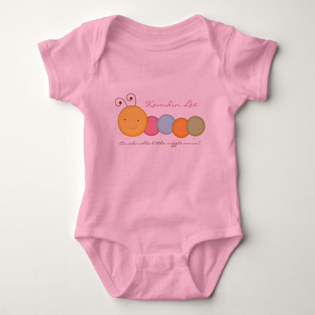 Personalized Custom Worm Baby One Sie Body Suit Bodysuit (Front)