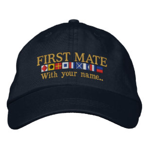 Personalized Custom Your First Mate Nautical Flags Embroidered Hat
