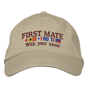 Personalized Custom Your First Mate Nautical Flags Embroidered Hat
