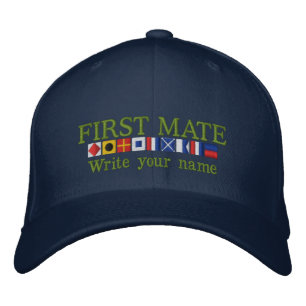 Personalized Custom Your First Mate Nautical Flags Embroidered Hat