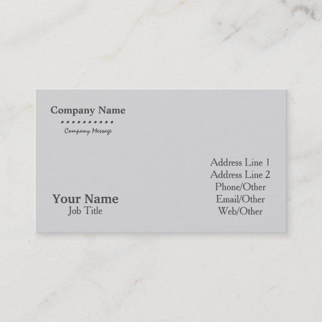 Personalized Custom Your Own Grey Business Card (Front)