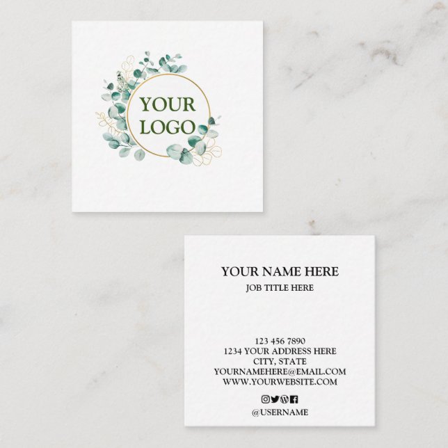Personalized Custom Your Own Logo Square Business  Square Business Card (Front/Back)