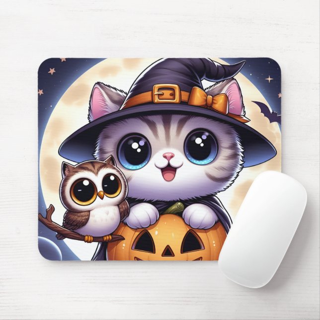 Personalized custom your own photo Halloween Cat  Mouse Pad (With Mouse)