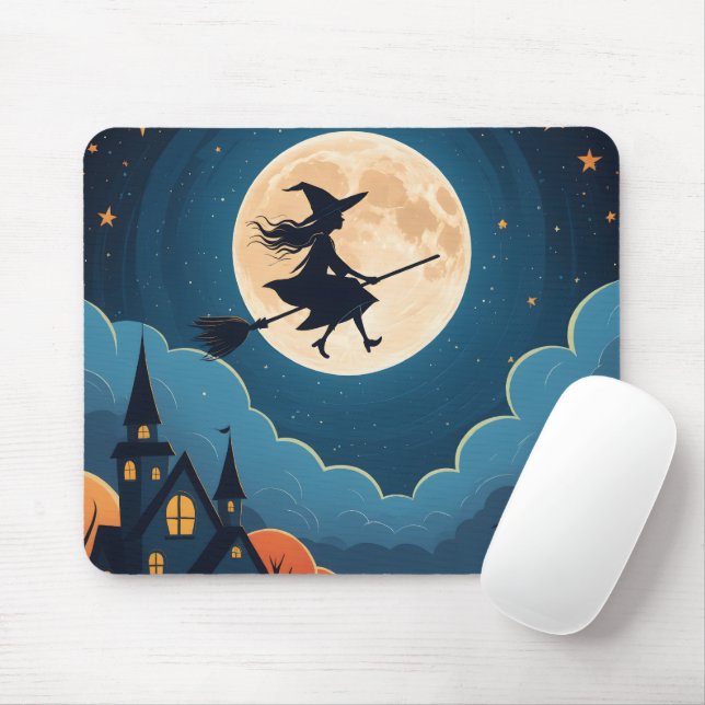 Personalized custom your own photo Halloween Witch Mouse Pad (With Mouse)