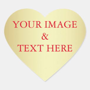 Personalized Custom Your Own Photo & Text Gold Heart Sticker