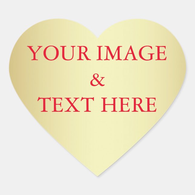 Personalized Custom Your Own Photo & Text Gold Heart Sticker (Front)