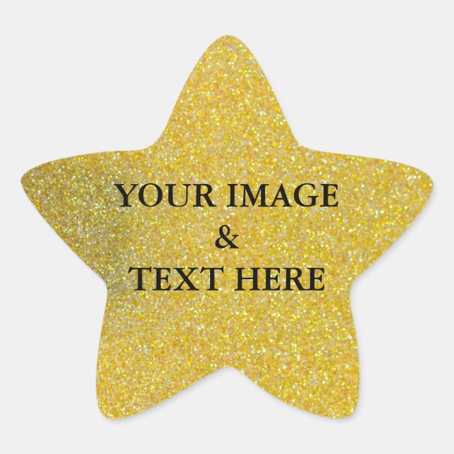 Personalized Custom Your Own Photo & Text Gold Sta Star Sticker (Front)