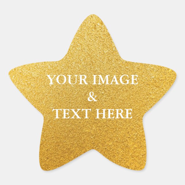 Personalized Custom Your Own Photo & Text Gold Sta Star Sticker (Front)