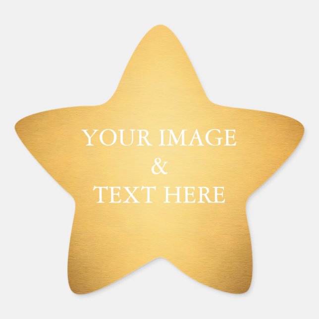 Personalized Custom Your Own Photo & Text Gold Sta Star Sticker (Front)