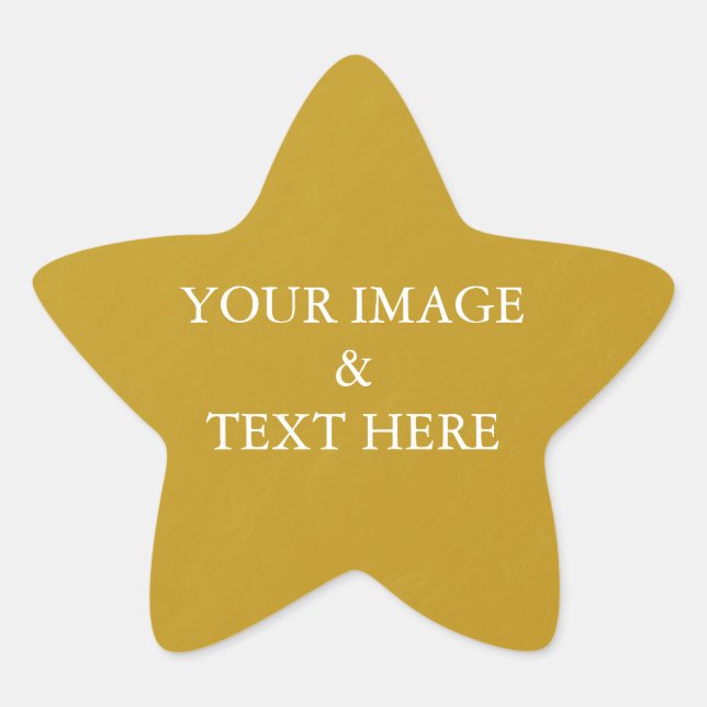Personalized Custom Your Own Photo & Text Gold Sta Star Sticker (Front)