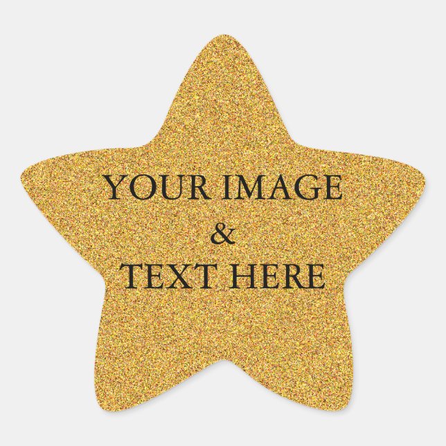 Personalized Custom Your Own Photo & Text Gold Star Sticker (Front)