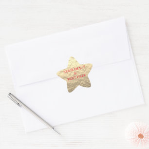 Personalized Custom Your Own Photo & Text Gold Star Sticker