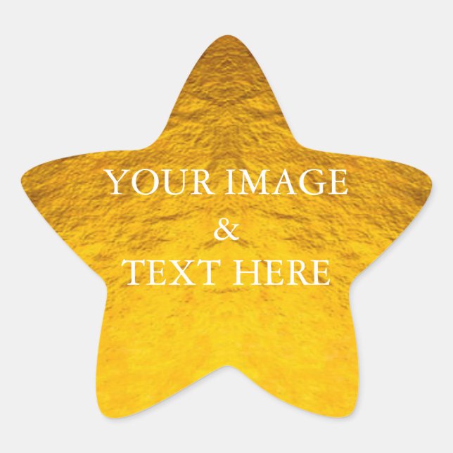 Personalized Custom Your Own Photo & Text Gold Star Sticker (Front)
