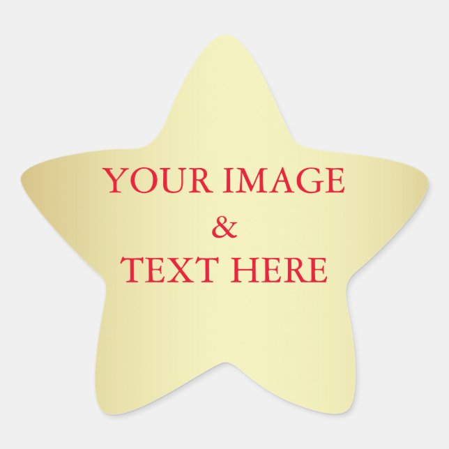 Personalized Custom Your Own Photo & Text Gold Star Sticker (Front)