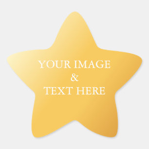 Personalized Custom Your Own Photo & Text Gold Star Sticker