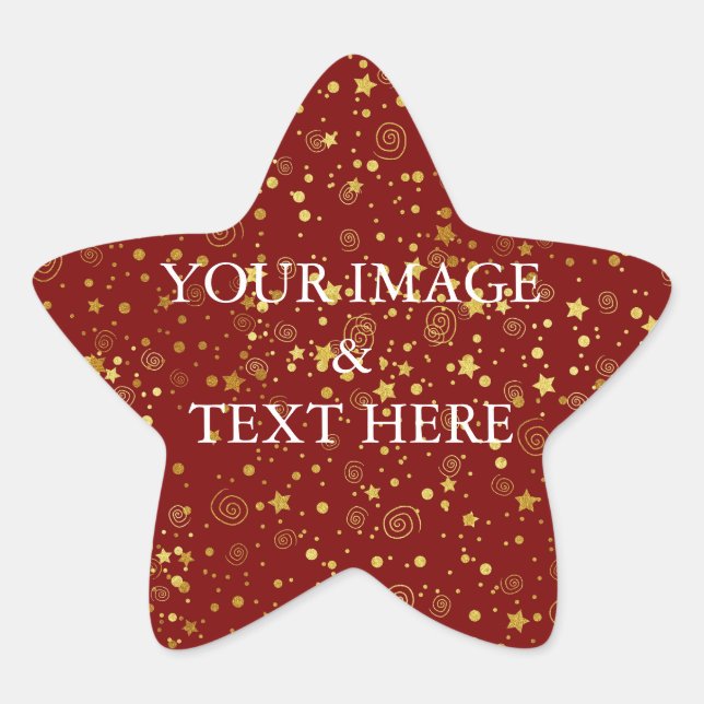 Personalized Custom Your Own Photo & Text Star Sticker (Front)