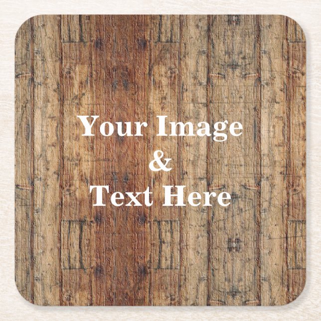 Personalized Custom Your Own Photo Wooden Square P Square Paper Coaster (Front)