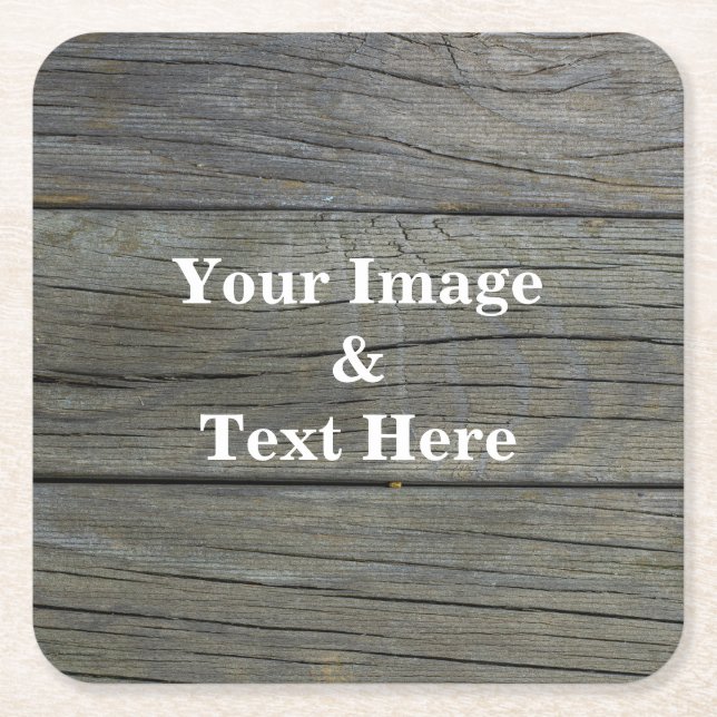 Personalized Custom Your Own Photo Wooden Square P Square Paper Coaster (Front)