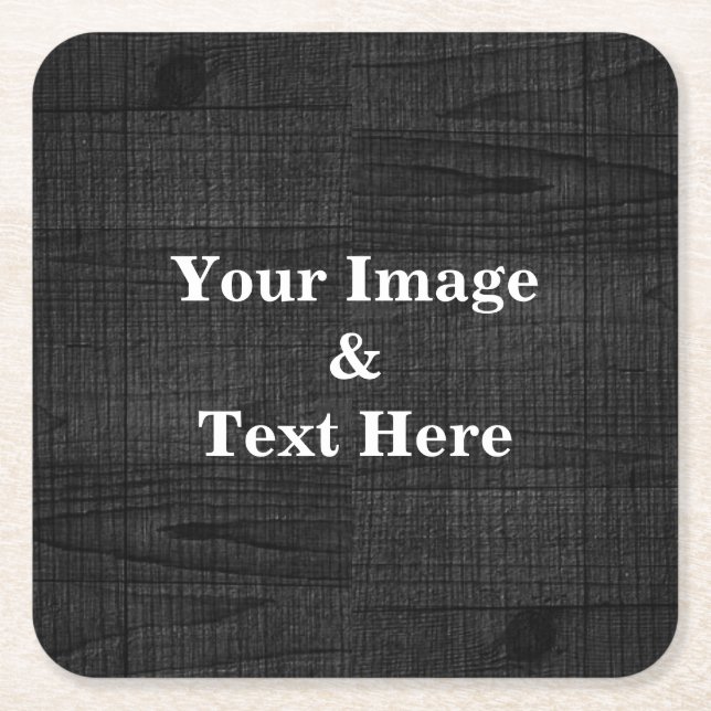 Personalized Custom Your Own Photo Wooden Square P Square Paper Coaster (Front)