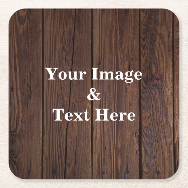 Personalized Custom Your Own Photo Wooden Square P Square Paper Coaster (Front)