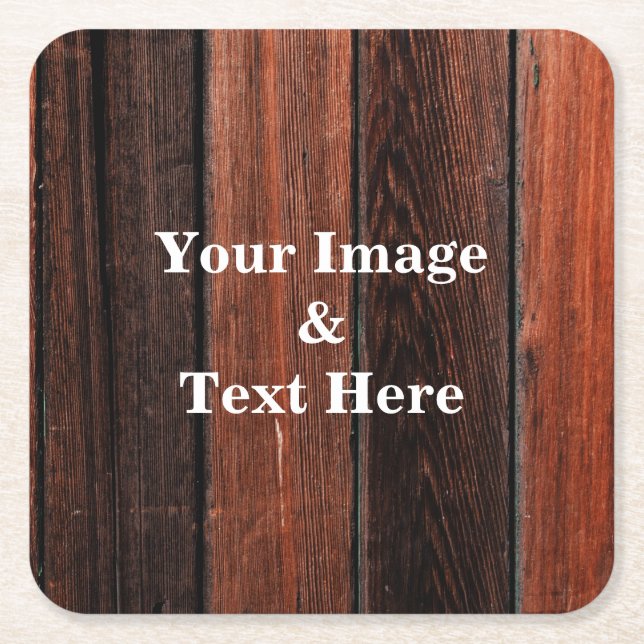 Personalized Custom Your Own Photo Wooden Square P Square Paper Coaster (Front)