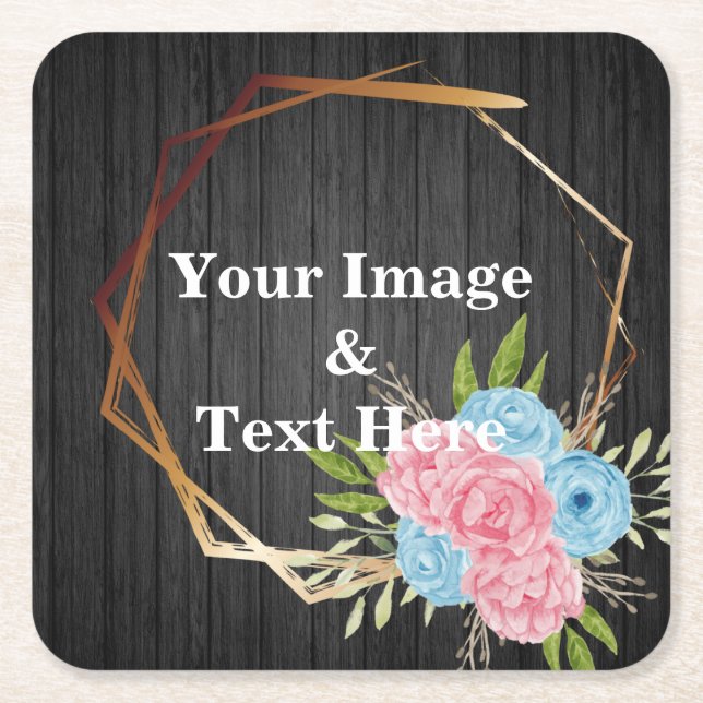 Personalized Custom Your Own Photo Wooden Square P Square Paper Coaster (Front)