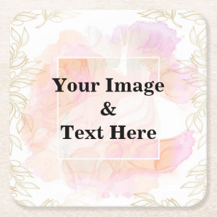 Personalized Custom Your Own Photo Wooden Square P Square Paper Coaster