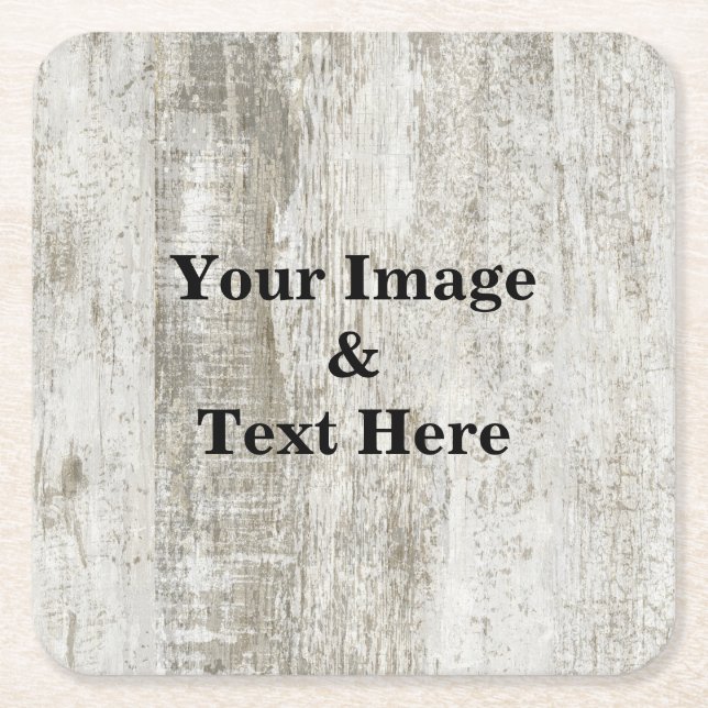 Personalized Custom Your Own Photo Wooden Square P Square Paper Coaster (Front)