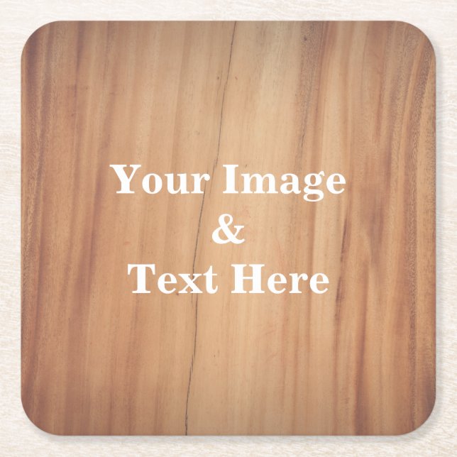 Personalized Custom Your Own Photo Wooden Square P Square Paper Coaster (Front)
