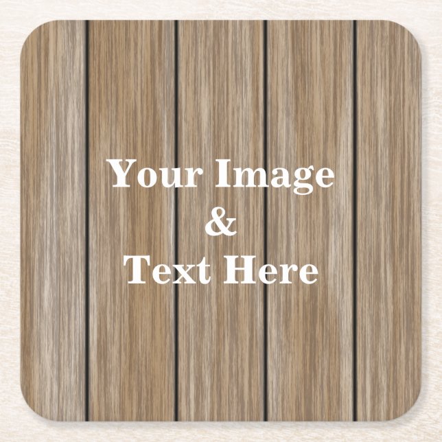 Personalized Custom Your Own Photo Wooden Square P Square Paper Coaster (Front)