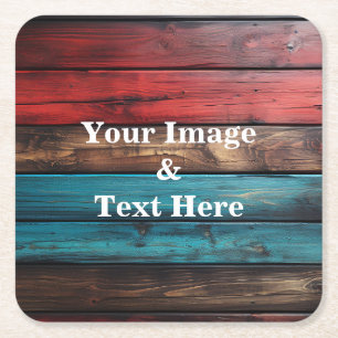 Personalized Custom Your Own Photo Wooden Square Paper Coaster