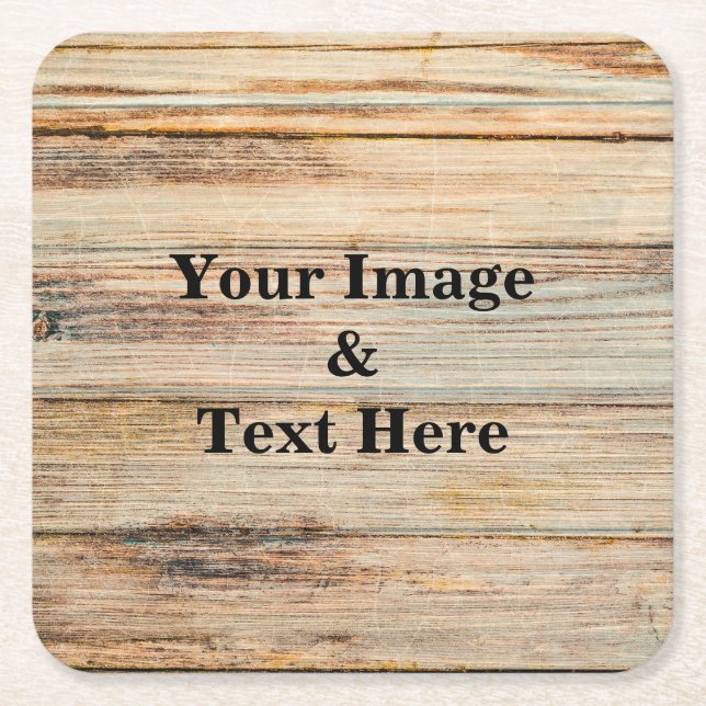 Personalized Custom Your Own Photo Wooden Square Paper Coaster (Front)
